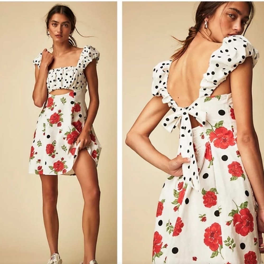 FREE PEOPLE Floral Polka Dot Dress - Picture 2 of 4